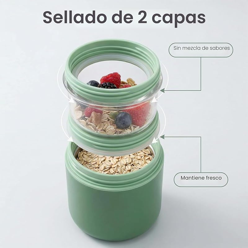 Vaso Yogur y Cereales para Llevar, Vaso para Yogur Tiene 2 Compartimentos