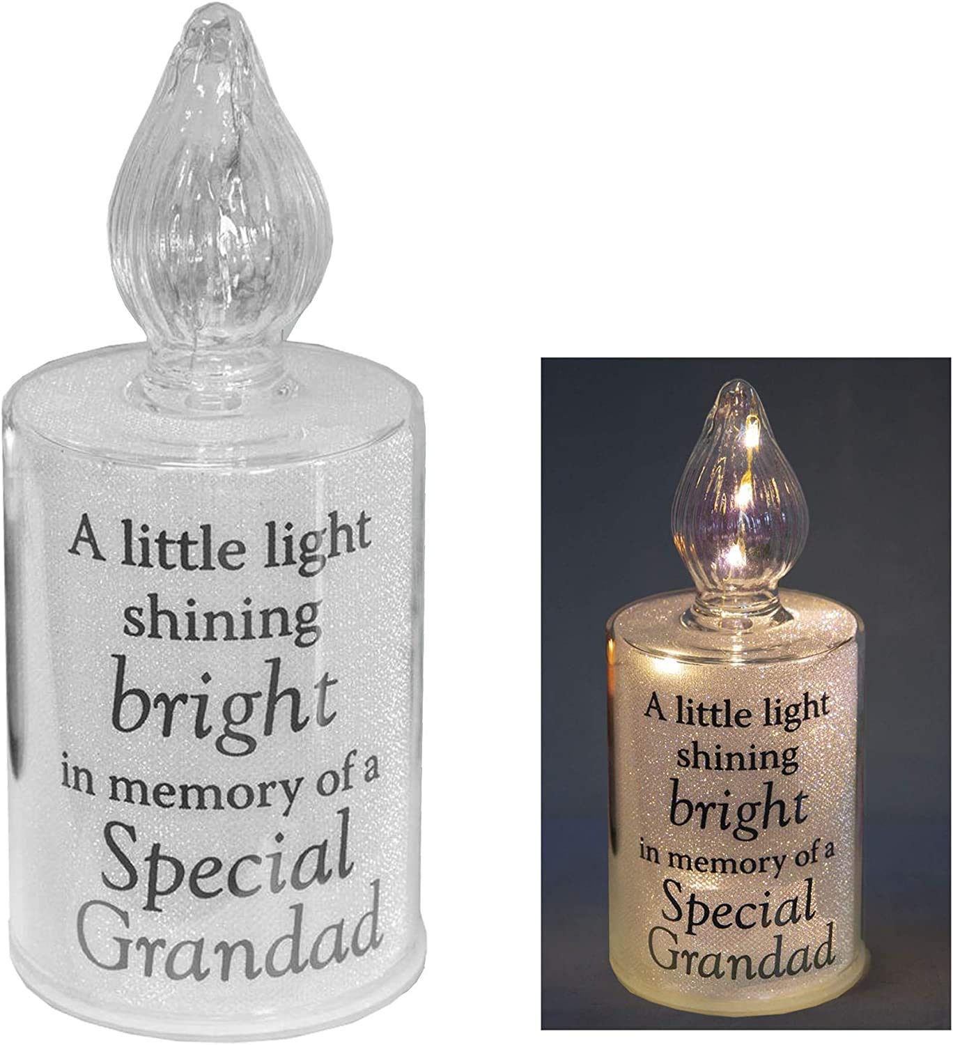 Thoughts of you Memorial Candle Light with Wording - Grandad, Yellow,Silver