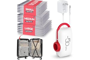 VMstr Vacuum Storage Bags With Electric Pump (DC Powered), 15 Pack Travel Compression Sealing Bags for Clothes and Clothing Luggage Suitcase Packing, Carry-on Travel Size