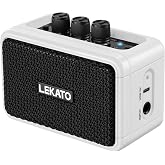 LEKATO Mini Guitar Amplifier AG-04, Dual Speakers 5W, Rechargeable Electric Guitar Amp Bluetooth with Clean Overdrive, 6H Working, Headphone Jack, Wireless Portable Small Amp for Practice (White)