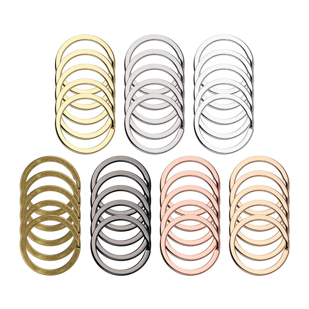 Flat Key Chain Ring, Tiberham Round Metal Split Keychains Rings for Home Car Office Keys Attachment, Organization, Lanyard, Arts & Crafts DIY Accessories, 28 mm/1.1 Inch, 7 Colours, 35 PCS