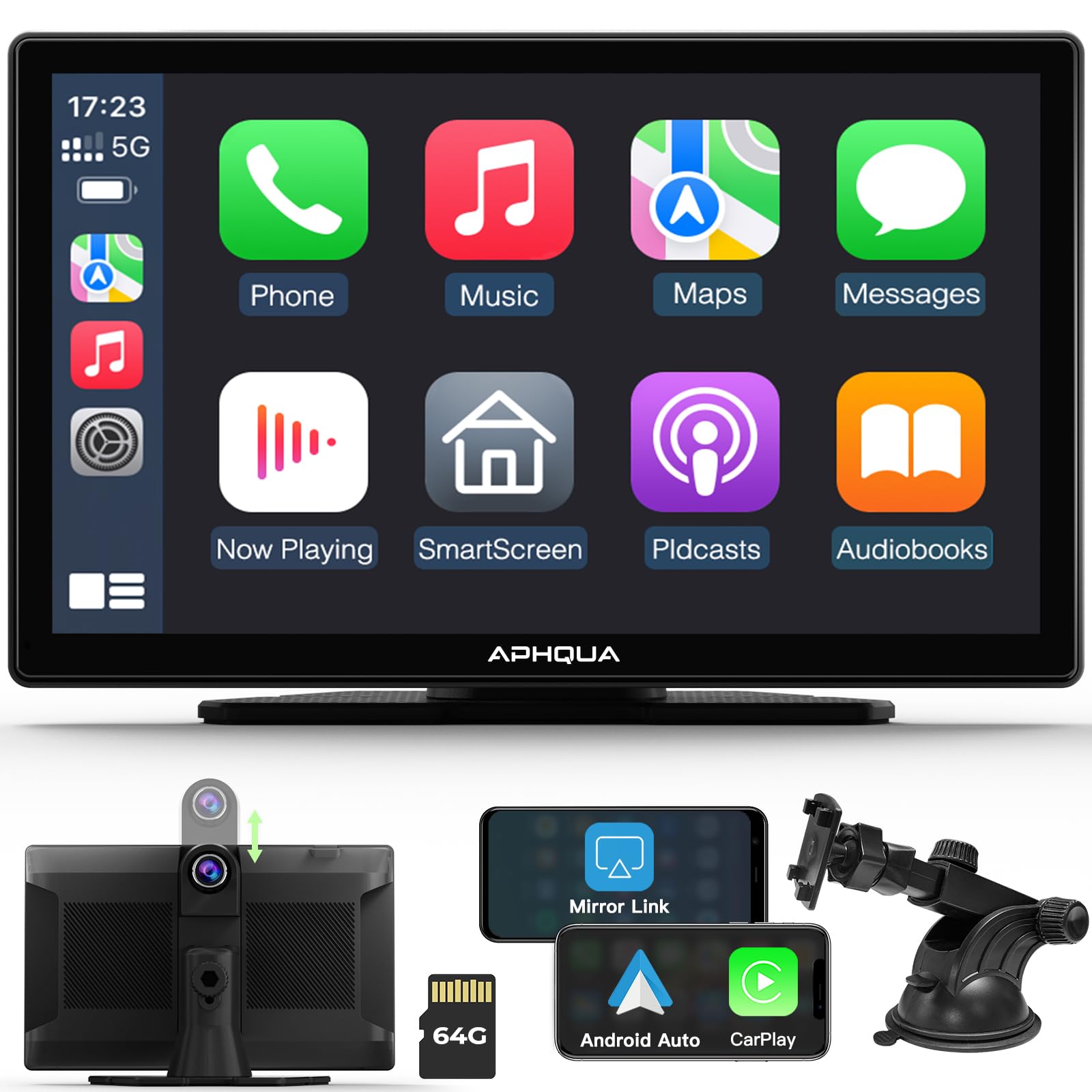 Photo 1 of Wireless Carplay & Android Auto with 2.5K Dash Cam, Car Play Screen,Portable 9" HD IPS Screen for Car, GPS Navigation, Bluetooth, AirPlay, MirrorCast, AUX/FM Transmitter