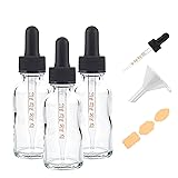 Poadool 3 Pack 1oz (30ml) Clear Glass Dropper