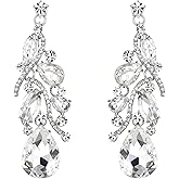 BriLove Women's Bohemian Boho Crystal Multi Teardrop Filigree Cluster Chandelier Dangle Earrings