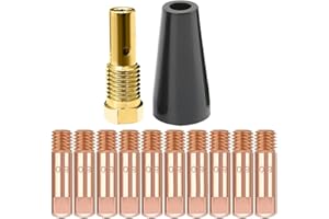 Flux Core Gasless Nozzle Tips Kit, 0.035" (0.8mm) Flux Core Welder Contact Tips & Gas Diffuser for Welding Gun