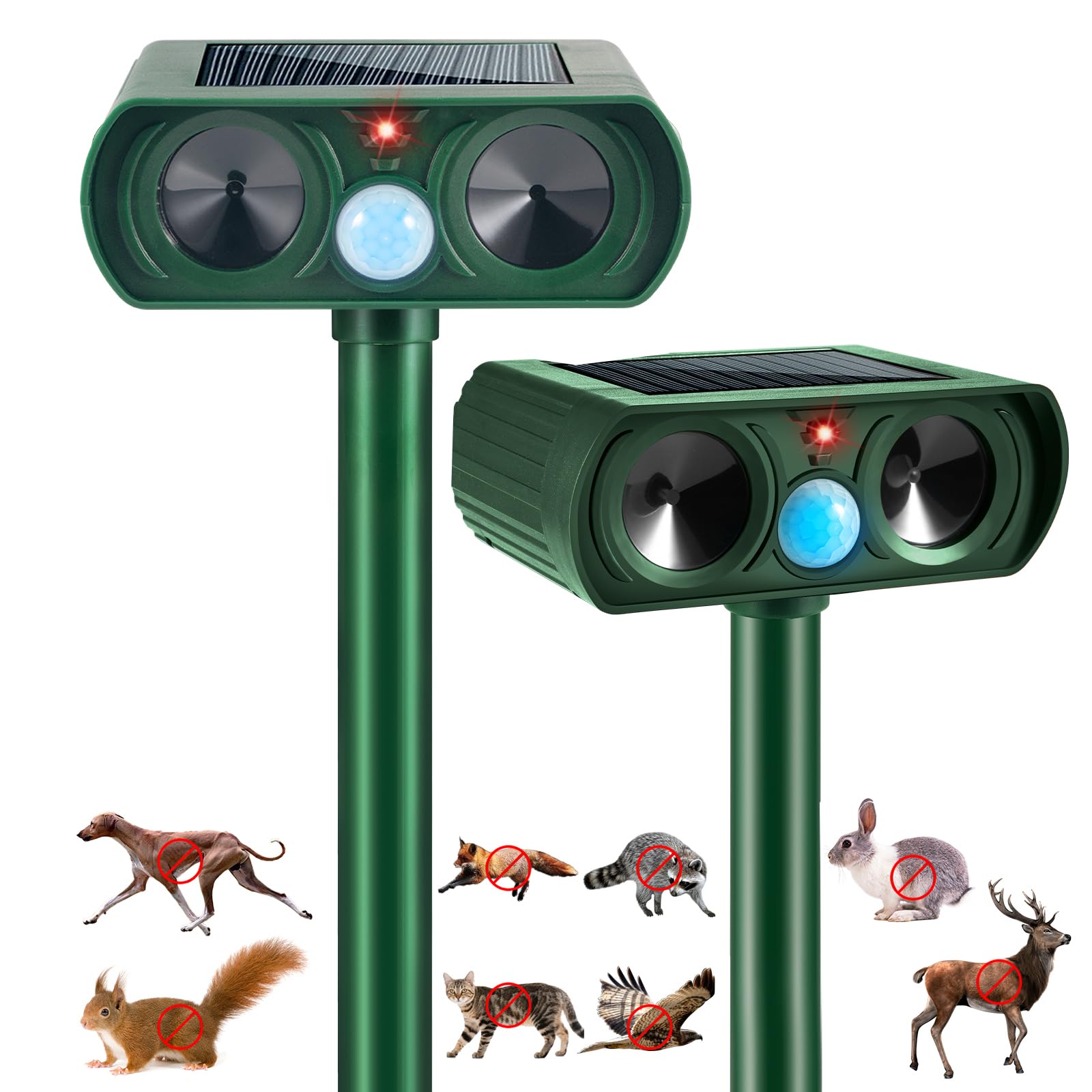 Photo 1 of 2 Pack 2025 Solar Ultrasonic Animal Repellent Squirrel Fortress Pro Outdoor Deer Repellent Motion Detection,Waterproof Cat Squirrel Mouse Raccoon Dog Rabbit Deterrent for Garden Yard