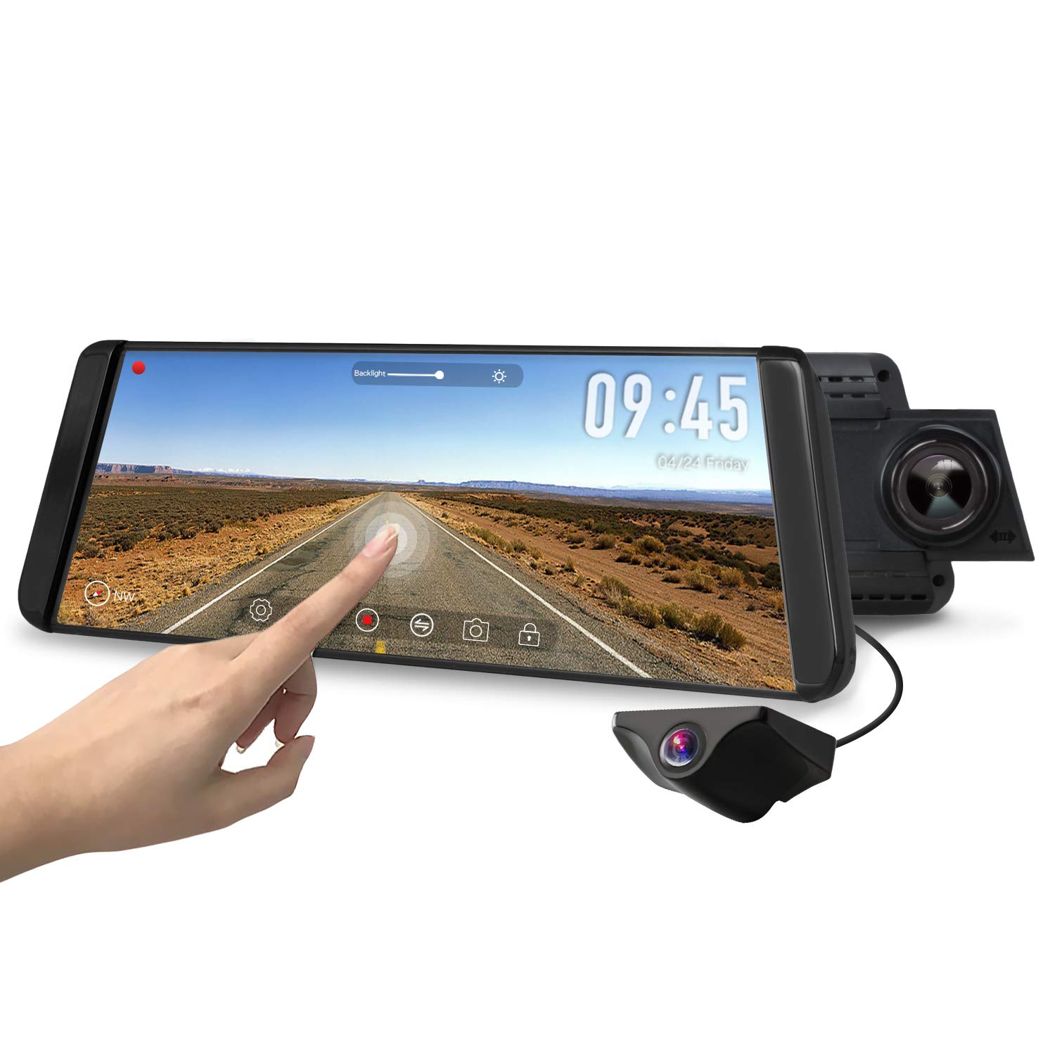 LDWS AUTOVOX X1PRO 9.88 Streaming Media Rear View Mirror Dash Cam Full Touch Screen Dual Lens