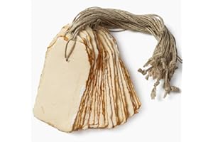 Wanderings Handmade Vintage Deckle Edge Tags with String - 3.75 x 1.75” Only - Pack of 25 - Ideal for Price or Gift Tags, Arts, Crafts, Place Cards, Name Cards - Cold Press Thick 150 GSM