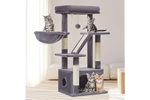 Taoqimiao Cat Tree, Cat Tower for Indoor Cats 38.5Inch=98cm, Suitable for Kittens, with Luxurious Cat Condo, with Adjustable 