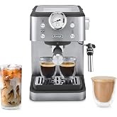 De'Longhi Classic Signature Espresso Machine, Adjustable Milk Frother | #1 Worldwide Espresso Machine Maker, Rapid Heat-Up, Preset Single &amp; Double Espresso, Frother, Pressure Gauge, Compact Design