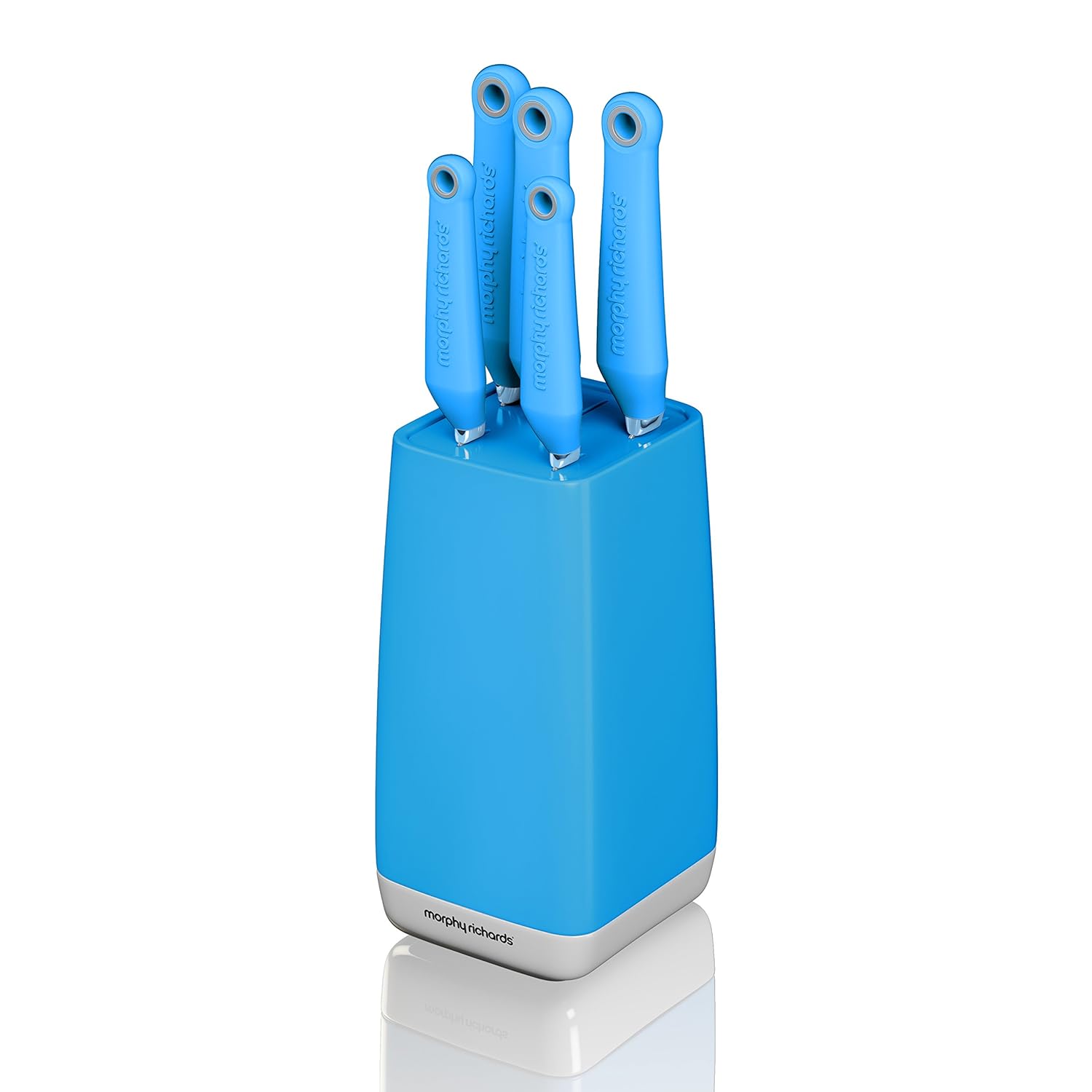 Morphy Richards 971265, 5 Piece Knife Block SetIris, Stainless Steel, Blue, 11.2 x 15.7 x 37 cm