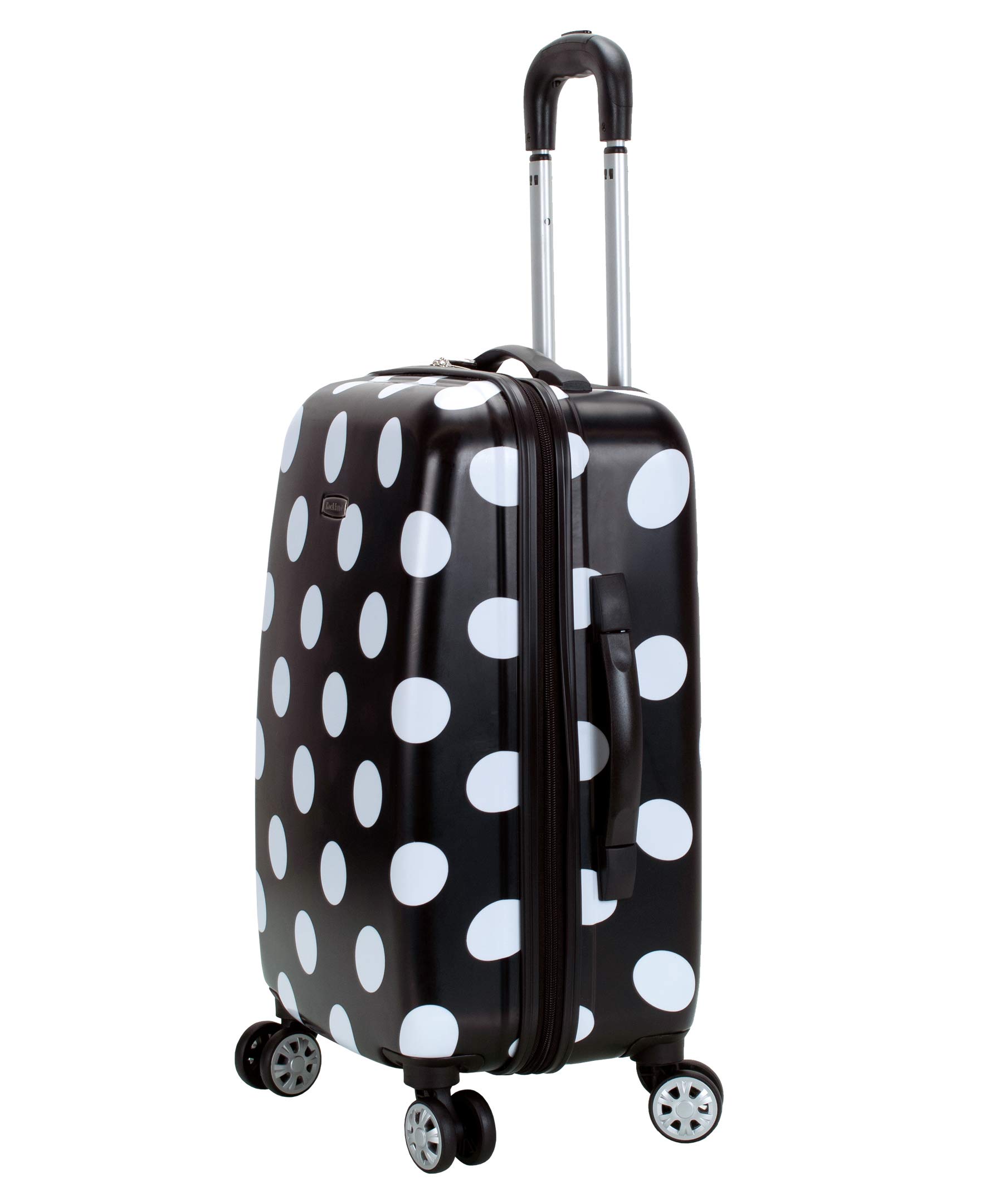 Rockland Laguna Beach Hardside Spinner Wheel Luggage, Black Dot, 3-Piece Set (22/24/28)
