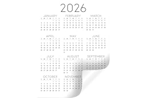 GLASSBOARD STUDIO Annual Year-At-A-Glance Calendar Sticker Decal | Removable and Repositionable (White 2026, 9 x 12 inches)