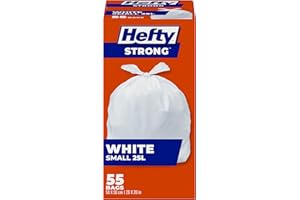 Hefty™ Garbage Bags, Strong Small 25 Litres White Kitchen, Easyflaps™, 55 Bags