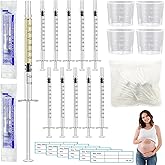 50 Pcs Colostrum Collector Set 1ml Breast Milk Collector Milk Catcher with 60 Stickers 1 Collection Bag and 4Pcs 20ml Measuri