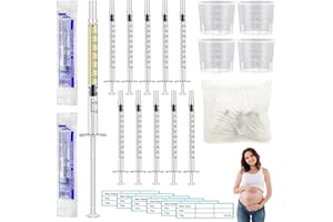 50 Pcs Colostrum Collector Set 1ml Breast Milk Collector Milk Catcher with 60 Stickers 1 Collection Bag and 4Pcs 20ml Measuri