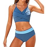 Kids4ever Girls Swimsuit 2 Piece Color Block Teen Bikini Sets with Adjustable Straps Bathing Suit Size 9-16Y