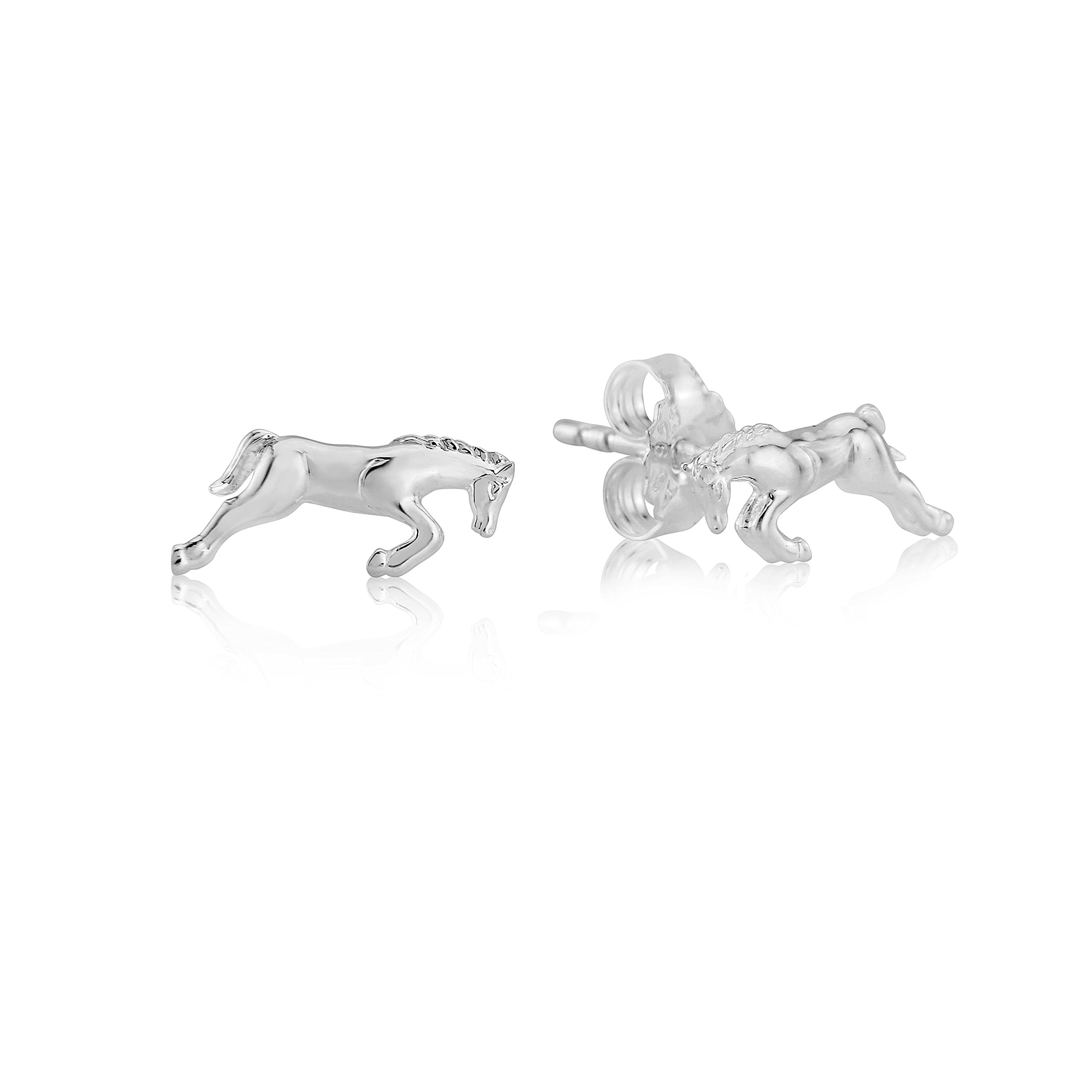 Gemma J Sterling Silver Jumping Horse Stud Earrings