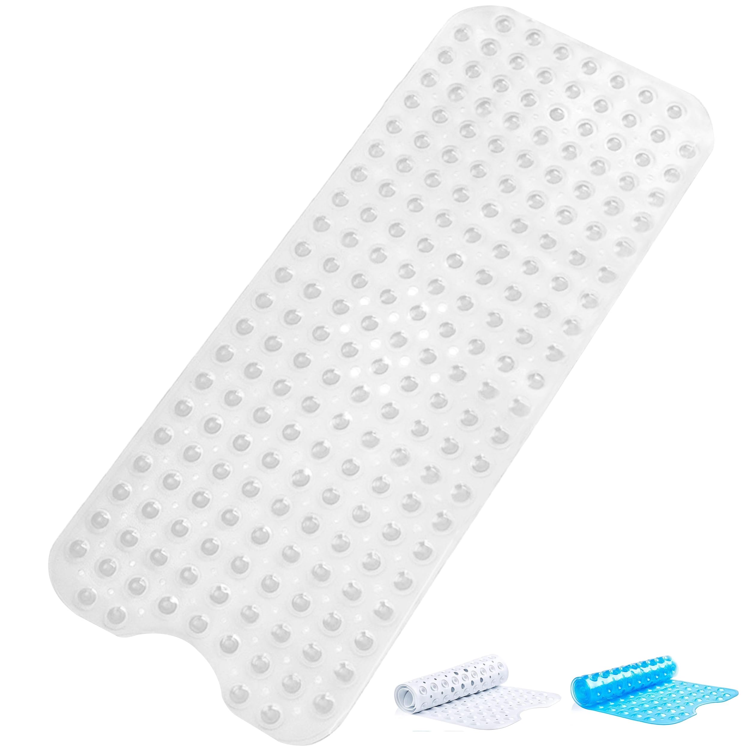 Imperial Rooms Shower Bath Mat Non Slip Anti Mould Bathroom Mats - Soft Rubber Shower Mats with Drain Holes and Strong Suction Cups Grip Anti Slip Bathtub Mat Machine Washable (70x38cm, Clear)