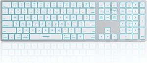 Wireless Bluetooth Keyboard Compatible Mac - Bluetooth Keyboard with 7 Color Backlit Rechargeable Full Size Keyboards Compatible with Apple Mac, iMac, MacBook Pro/Air, Mac Mini-Silver