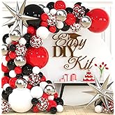 ALL-IN-1 Red Black and White Balloon Arch Kit for Red and Black Birthday Party Decorations – Reds and Blacks Balloons for White Black and Red Balloon Garland Kit – Graduation Black and Red Balloons