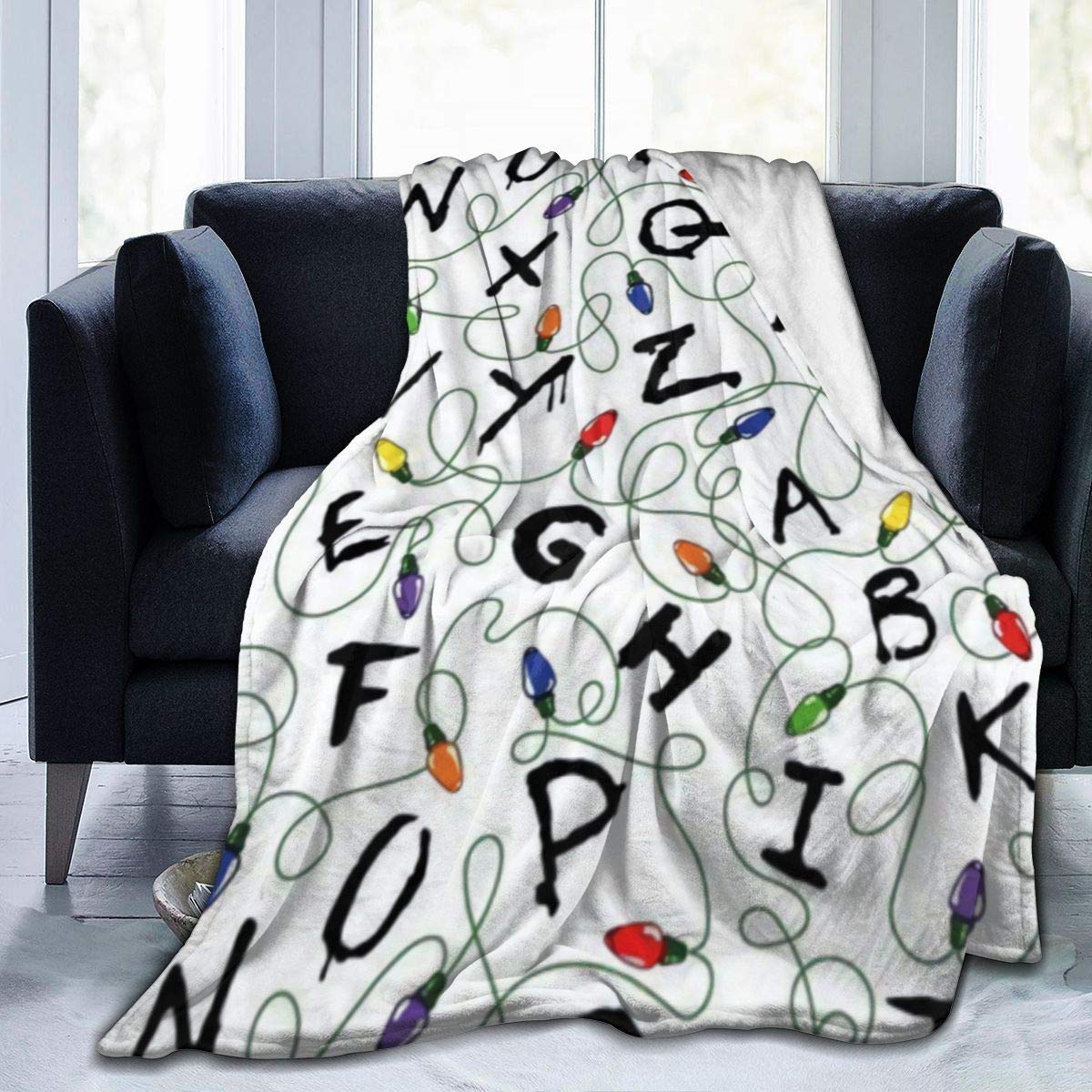 ZCHW Throw Blanket, Luxury Cozy Fleece Blanket, Warm Super Soft Comfort Lightweight Flannel Fleece Blanket 50" x 40", Stranger Letter Things White