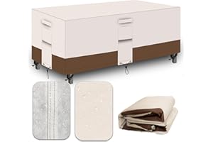 CNCZMH Heavy Duty Patio Table Covers Outdoor, Waterproof Patio Furniture Cover, Sofa Cover Rectangular, 600D Canvas Oval Patio Dining Table Chair Set Covers 126''L x 64''W x 28''H, Beige Brown