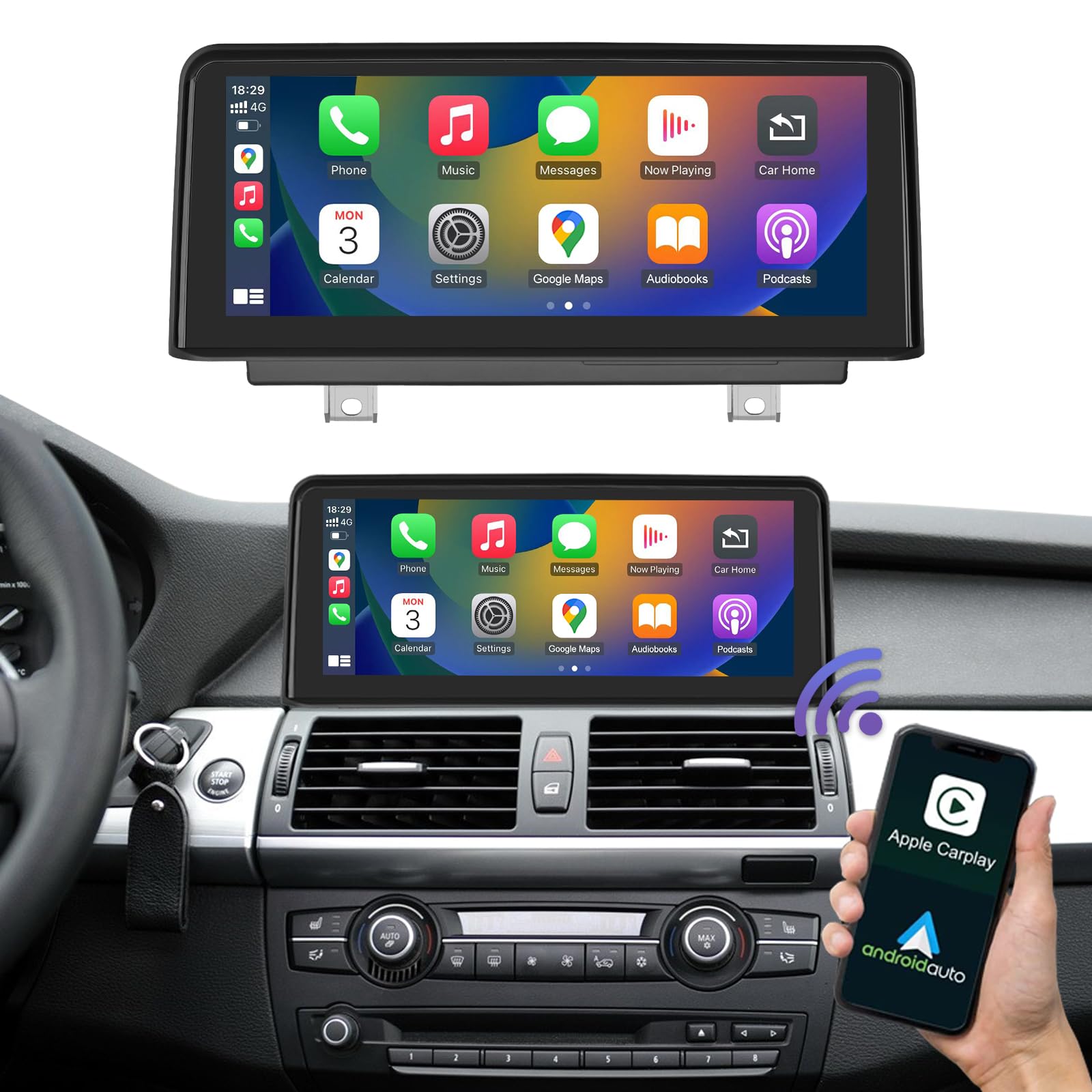 Road Top 10.25 Inch Touchscreen Wireless CarPlay Android Auto for BMW X5 X6 Series E70/E71 2007-2009 Year with CCC System, Car Stereo Multimedia Car Radio Receiver