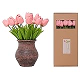ucky Pink Artificial Flowers 20 Pcs Fake Tulips
