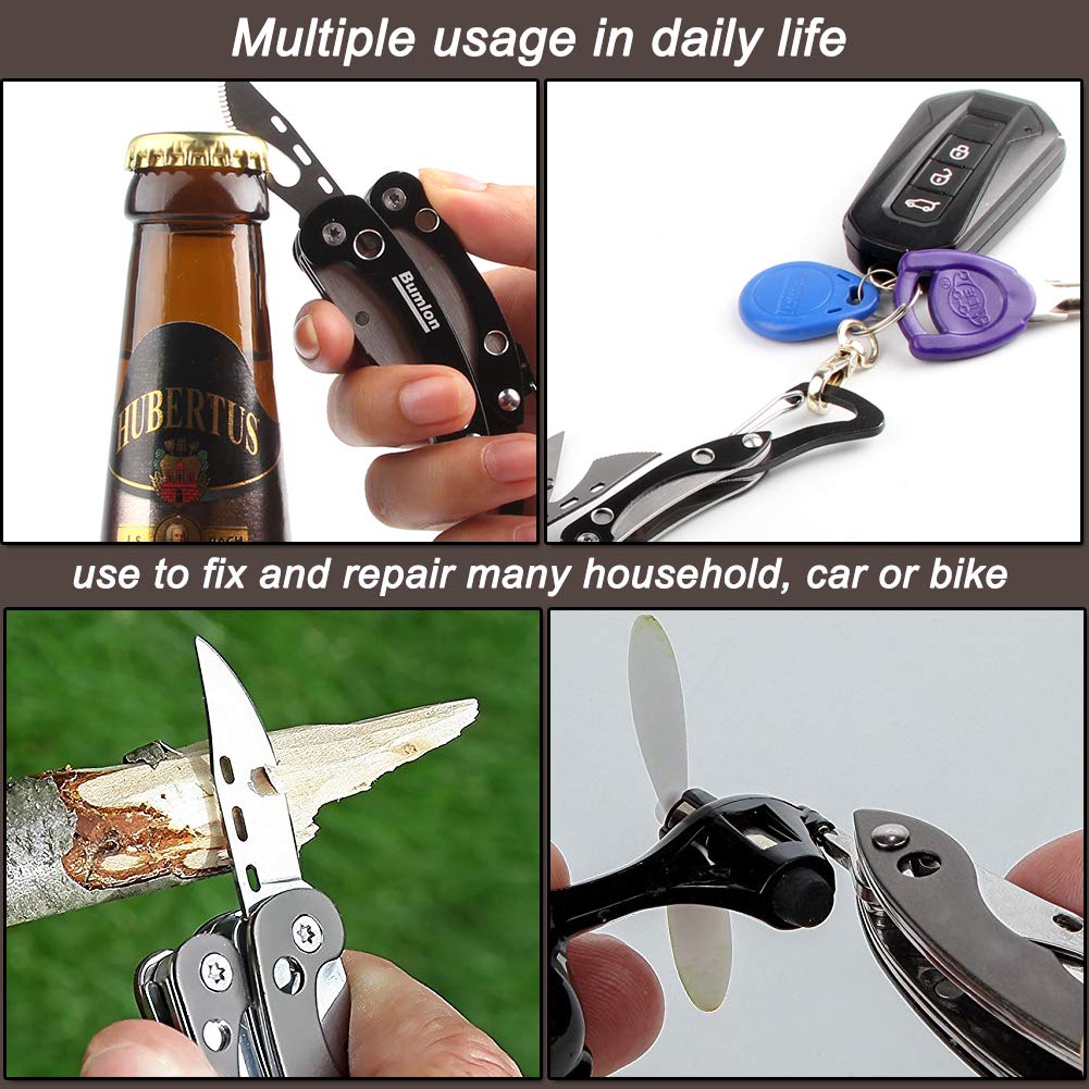 Multitool Plier Folding Pocket Knife 8 in 1 with Pliers,Screwdriver, Cutter, Keychain, Sheath, Mini Stainless Steel Survival Tool for Camping, Fishing