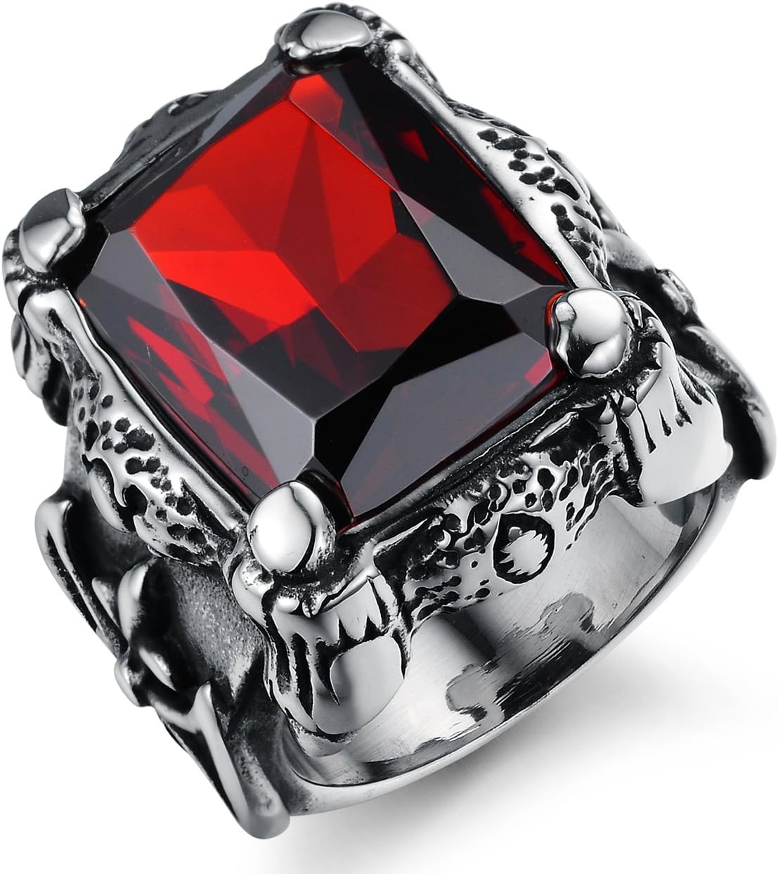 OPK Jewelry Heavy Metal Stainless Steel Royal Square Ruby Ring For Men Top Grade Men Jewelry