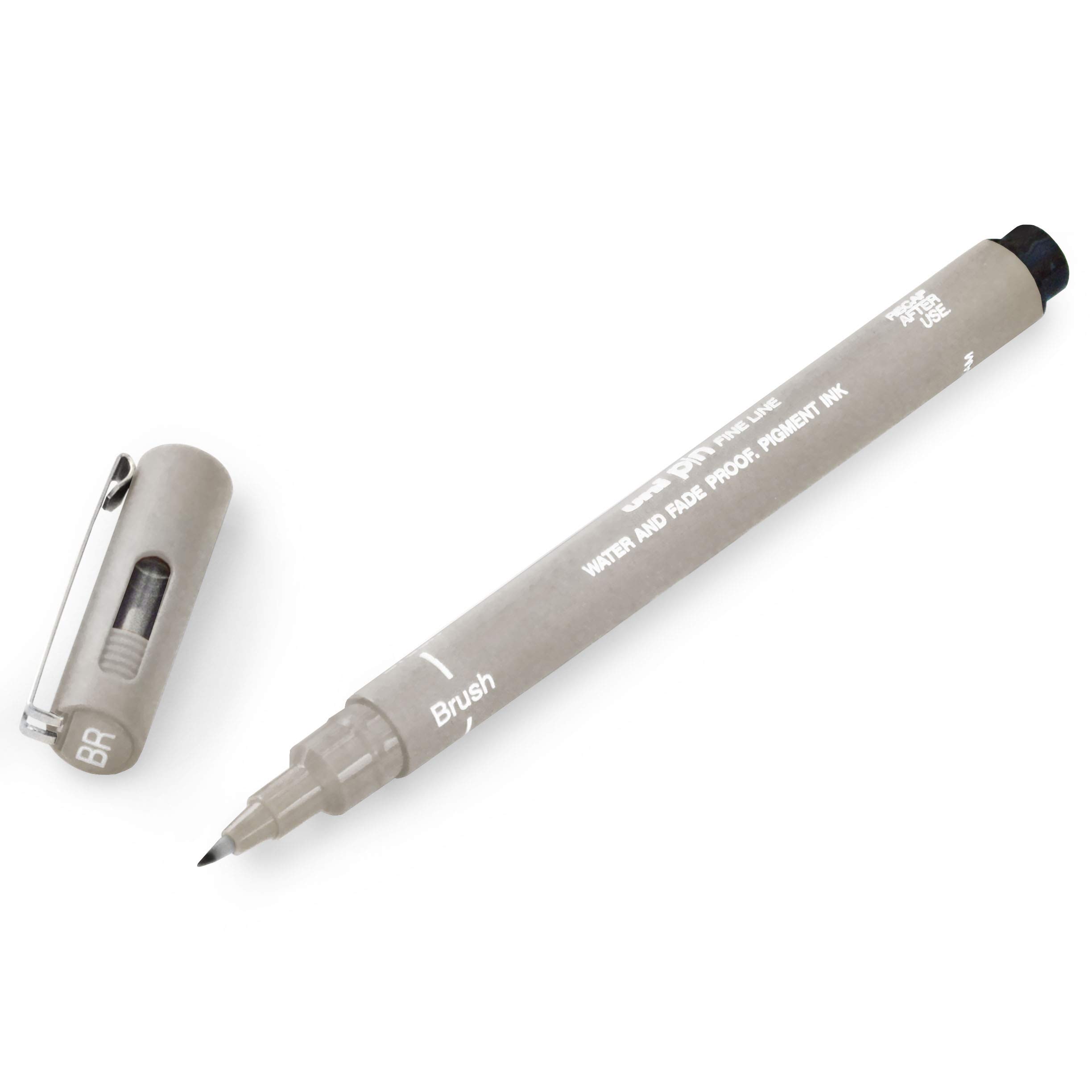 Uni Pin Fineliner Drawing Pen - Light Grey Ink - Brush Nib - Single