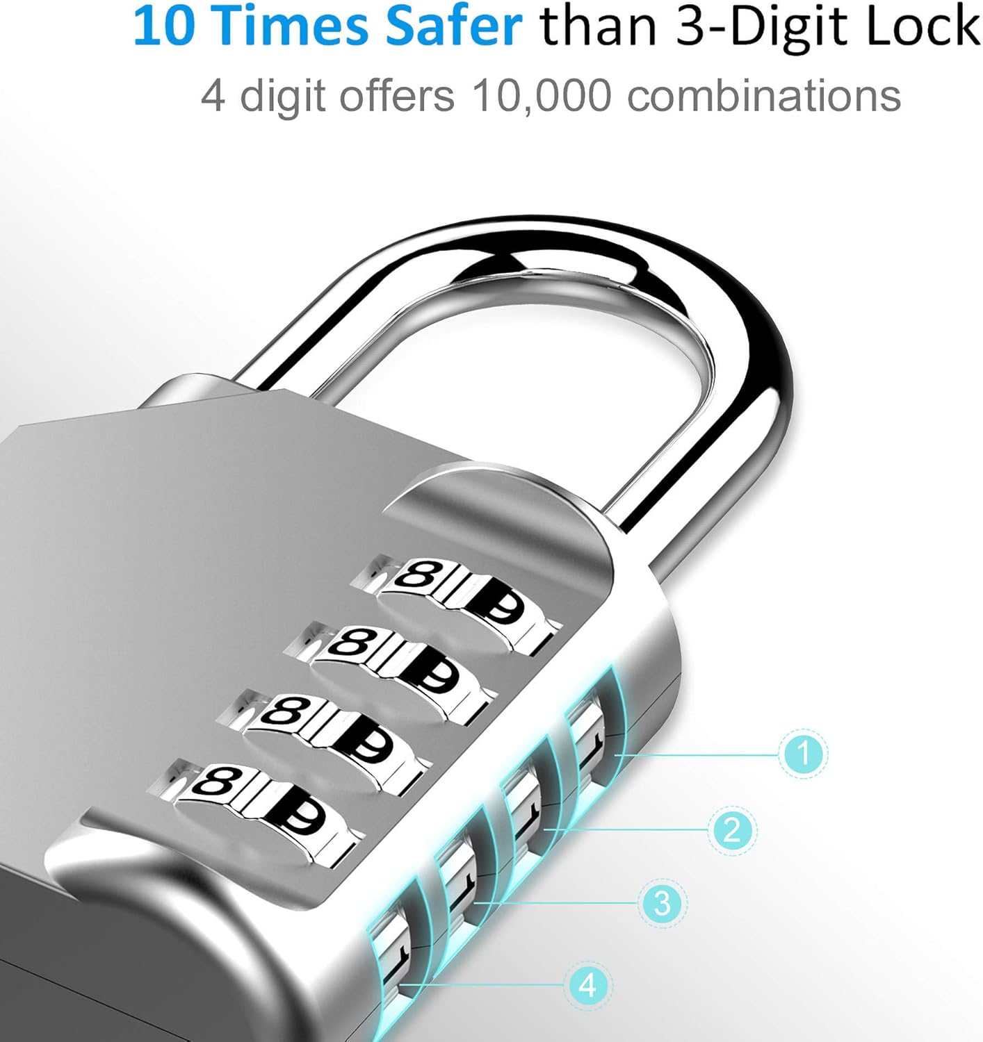Puroma 2 Pack 4 Digit Combination Locks Outdoor Waterproof Padlock for School Gym Locker, Hasp Cabinet, Gate, Fence, Toolbox (Silver & Black) - - 