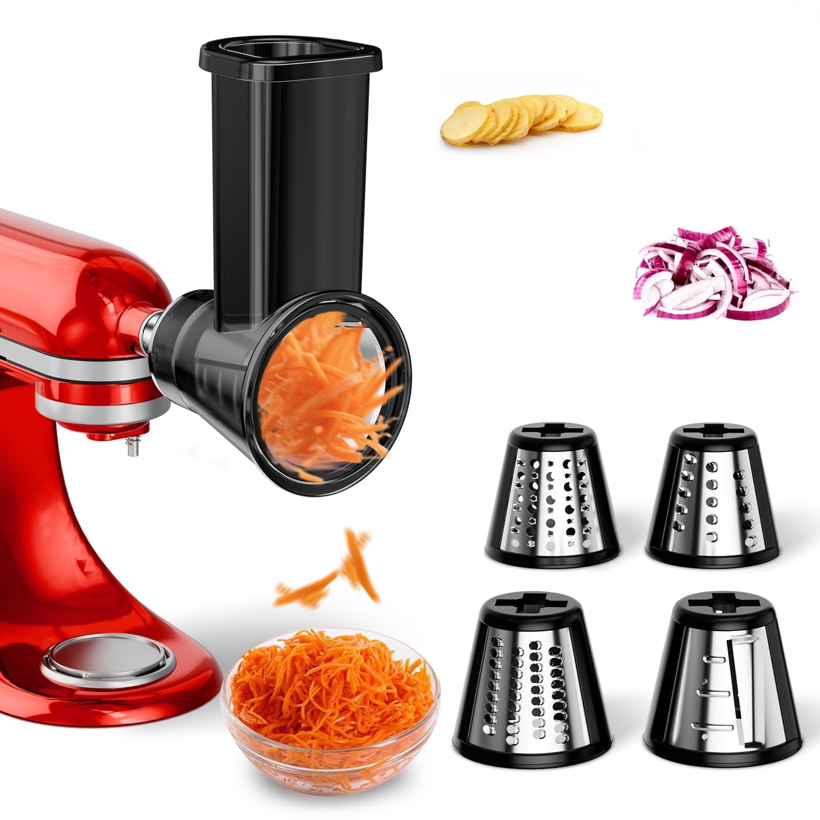 Photo 1 of ** Without the machine, only the other accesories**Slicer Shredder Attachment for Kitchenaid Stand Mixer, Salad Machine with Vegetable Slicer, Salad Maker, Food Slicers Cheese Grater Attachments for Kitchenaid Mixer Dishwasher Safe, Black