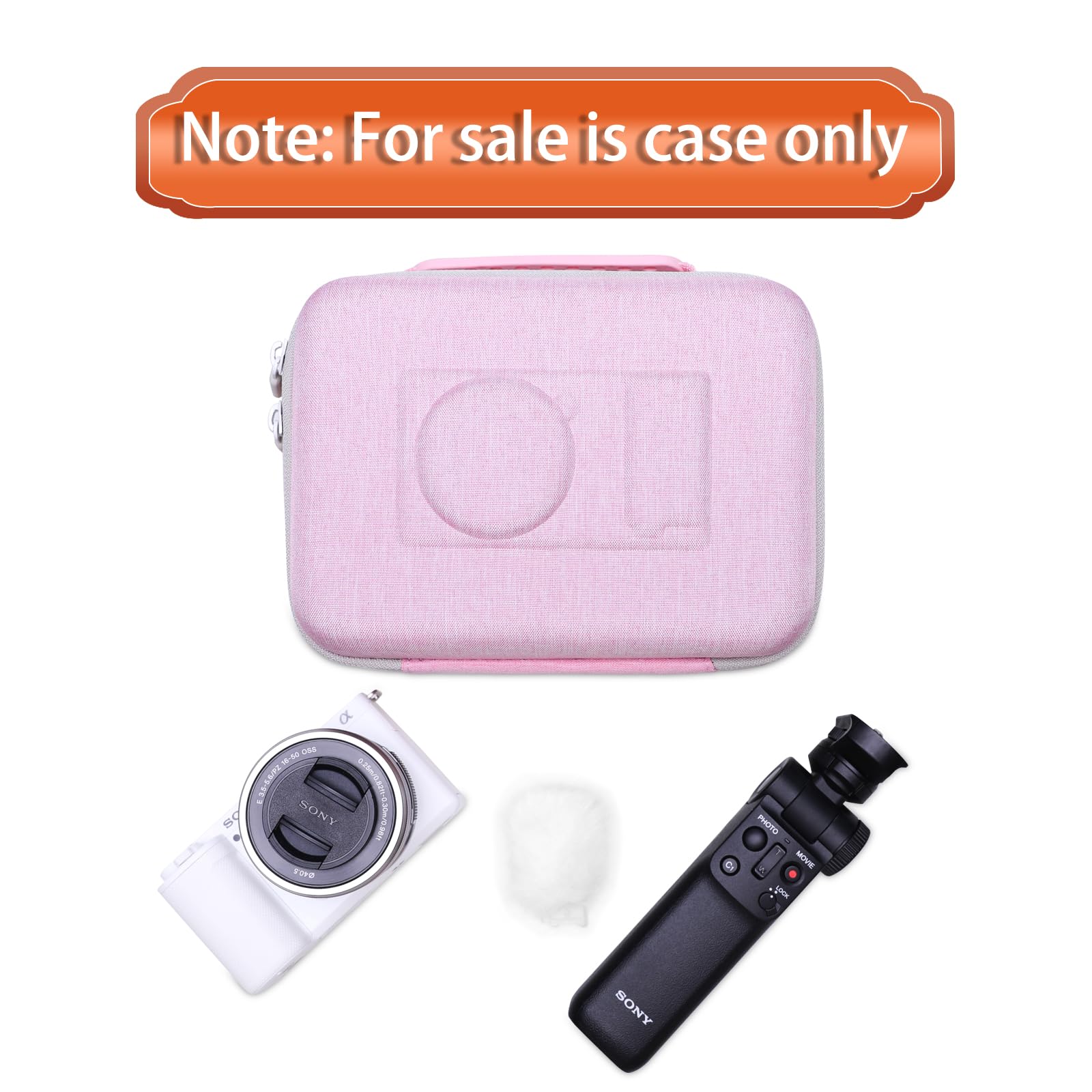 Camera Case Compatible with Sony Alpha ZV-E10 / ZV-1F / ZV-1 / ZV-1 II Vlog Camera with Shoulder Strap by LTGEM, Fits Vlogger Accessory Kit Tripod and Microphone, Pink