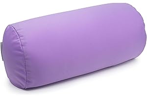 Squishy Deluxe Tube Microbead Bolster Pillow with Stay-Cool Fill & Silky Removable Cover, Flexible, Head, Neck & Back Support for Home & Away, Carrying Case, 13 x 6”, Violet