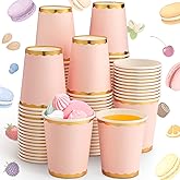 Funtery 100 Count 9 oz Light Pink Cups Disposable Coffee Cup Pink Party Paper Tableware for Valentine's Day Wedding Holiday Picnic Birthday Party Bridal Favor Coffee Beverage Tea