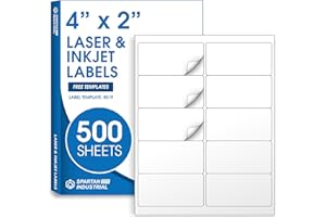4" X 2" Printable Shipping Address Labels Compatible with Inkjet and Laser Printers - 500 Sheets, 5000 Total Matte White Pape