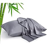 BEDELITE Cooling Pillow Cases for Hot Sleepers & Night Sweats, Rayon Derived from Bamboo, Grey Pillow Cases Queen Size of 2, Breathable and Silky Soft Envelope Pillowcases (20"x30")
