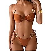 SOLY HUX Bikini Sets for Women Two Piece Swimsuit Underwire Tie Side String Bathing Suit