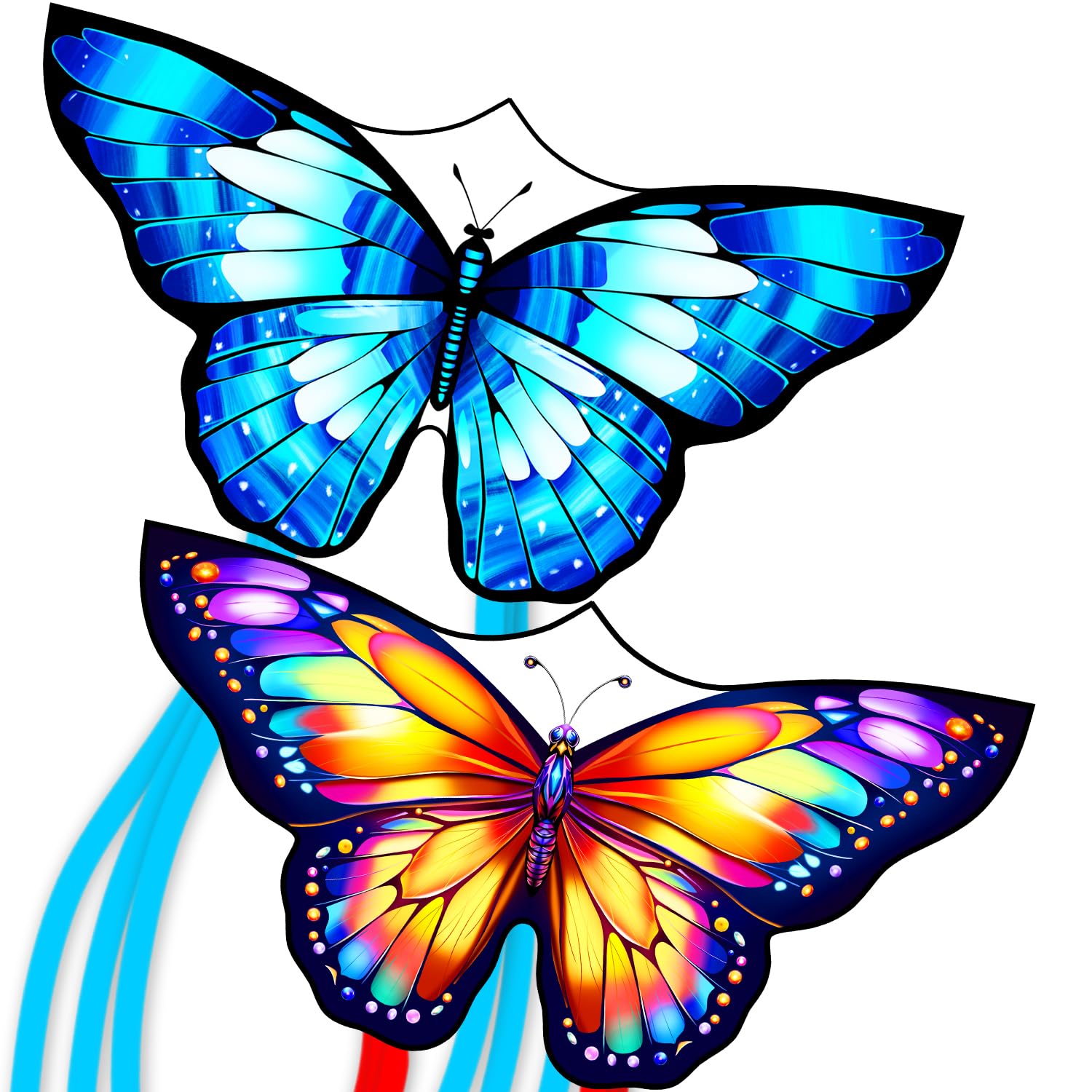2 Pack Colorful Butterfly Kites for Kids & Adults, Easy to Fly Kites with Handle & String, Durable Outdoor Kite for Beach, Park, and Festivals – Includes Storage Bag, for Family Fun