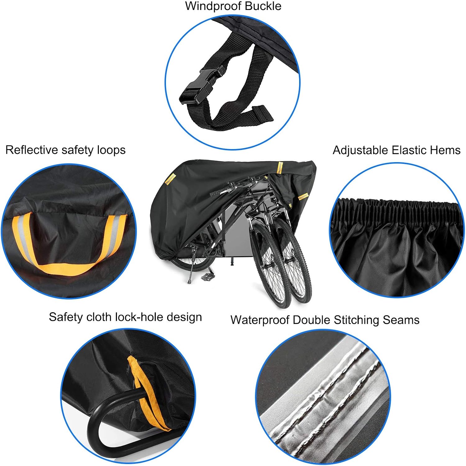 Telo Elastico Bici con Custodia Copribiciclette da Esterno per MTB 200 x  110 x 75 cm HONZUEN Telo Copribici Impermeabile per 2 Bicicletta Copri  Bicicletta da Esterno 210D Resistente a Polveri/UV Accessori