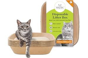 Kitty Sift Disposable Cat Litter Box Large, 6 Count, Durable Portable for Travel and Home, Eco-Friendly Disposable Litter Box Controls Odor