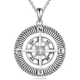 Hancock Compass Necklace Sterling Silver Vintage Compass Pendant Jewelry Graduation Gifts for Women Men
