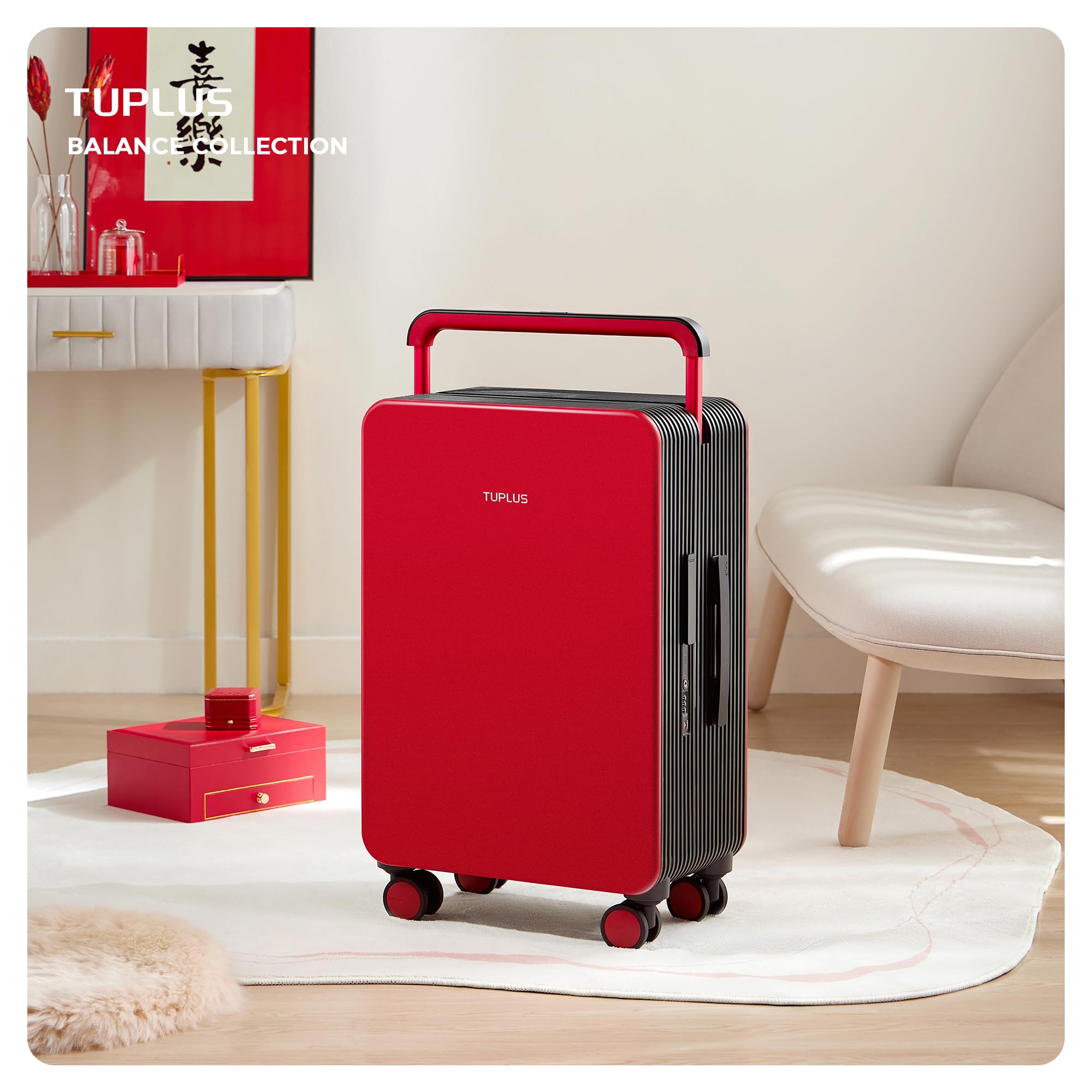 TUPLUS Suitcase ABS Hard Shell Luggage with 4 Spinner Wheels Hold Check in Travel Case, Balance Series