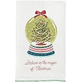 Mud Pie Christmas Snowglobe Pom Trim Towel