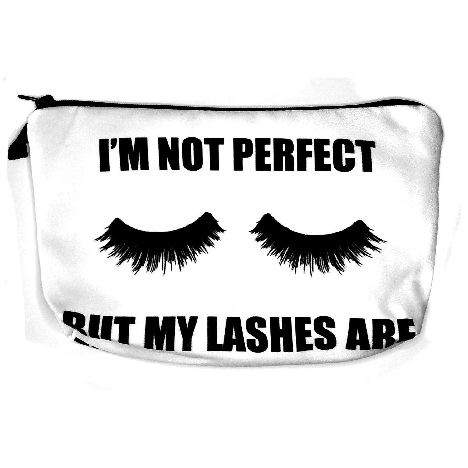 "I'M NOT PERFECT BUT MY LASHES ARE" Fabric Cosmetic Bag [Travel, School, Dorms]