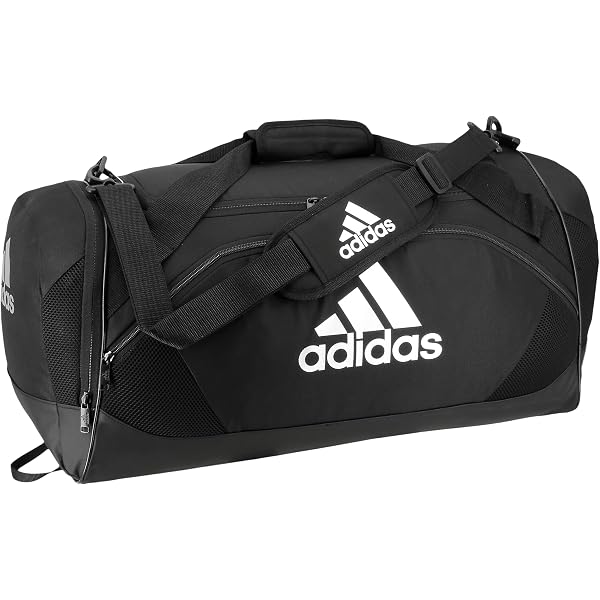 Amazon.com | adidas Unisex Essentials 3-Stripes Duffel Bag, Black/White, L  | Sports Duffels