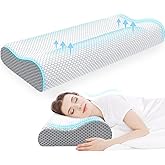 CloudBliss Memory Foam Pillow, Ergonomic Neck Contour Cervical Pillow for Back and Shoulder Pain, Orthopedic Pillow for Neck Pain Relief, for Sleeping Side, Back, Stomach Sleepers - Grey, King