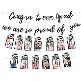 Black Graduation Photo Banner for 2025 Grad Party Decorations with We are So Proud of You Graduation Banners Garland for Congratulation Party Supplies